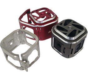 精密五金机加工件摄像头外壳氧化黑色红色